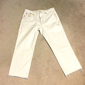 Topshop straight leg Petite jeans Size 30X28 cropped, with contrast stitching